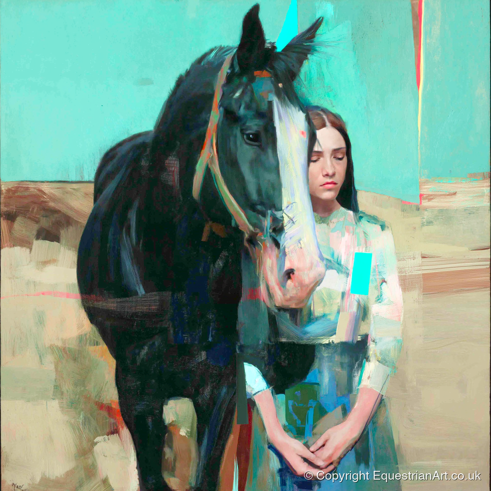 The Quiet Bond - horse & rider art print and canvas by Quentin Hart A.I