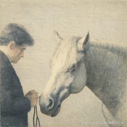 The Quiet Bond - horse & rider art print and canvas by Arthur Sterling A.I