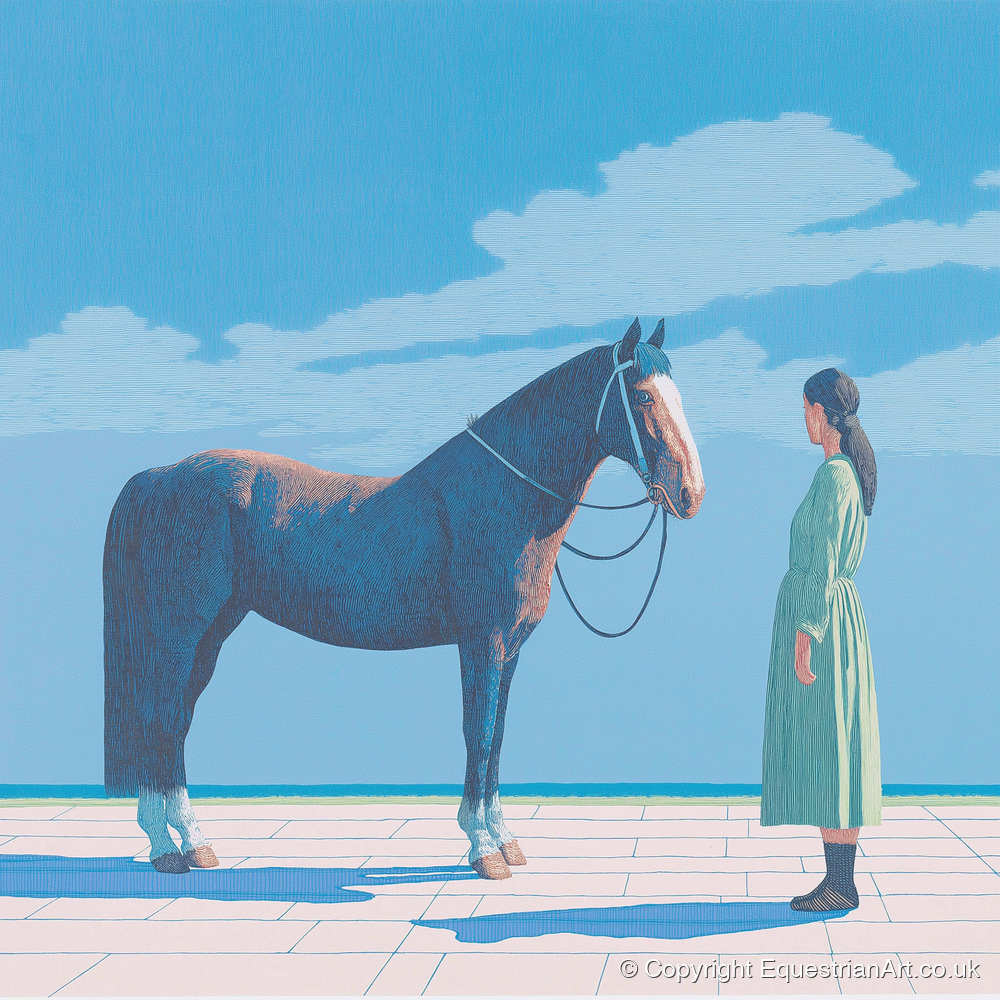 The Quiet Bond - horse & rider art print and canvas by Simon Whitlock A.I