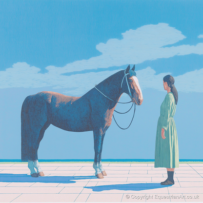 The Quiet Bond - horse & rider art print and canvas by Simon Whitlock A.I