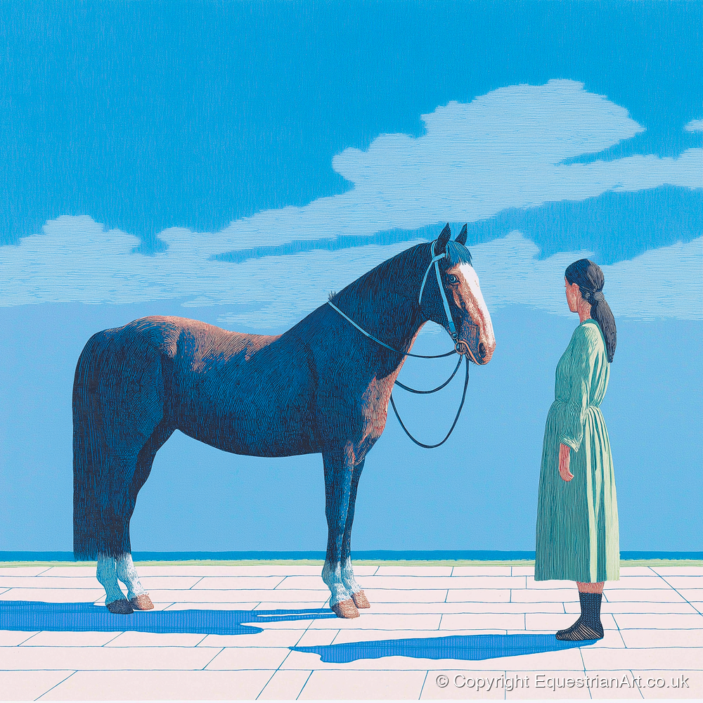 The Quiet Bond - horse & rider art print and canvas by Simon Whitlock A.I