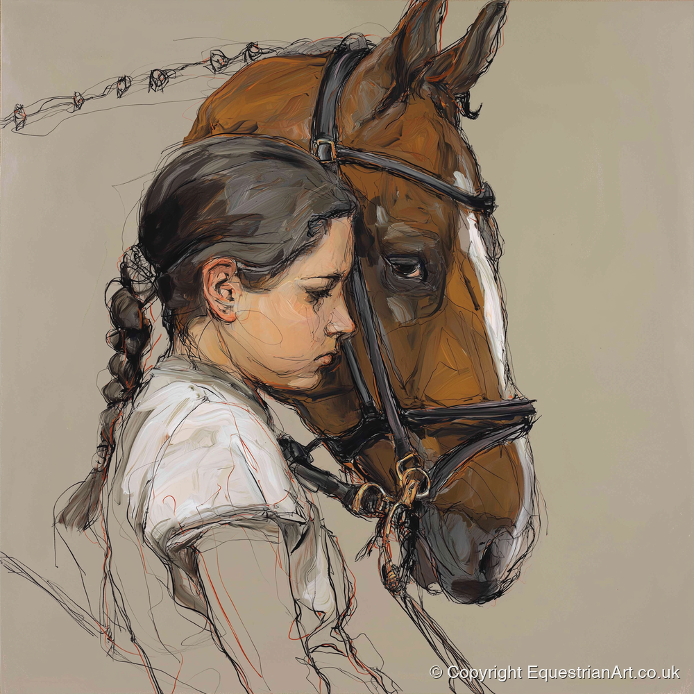 The Quiet Bond - horse & rider art print and canvas by Jasper Montgomery A.I