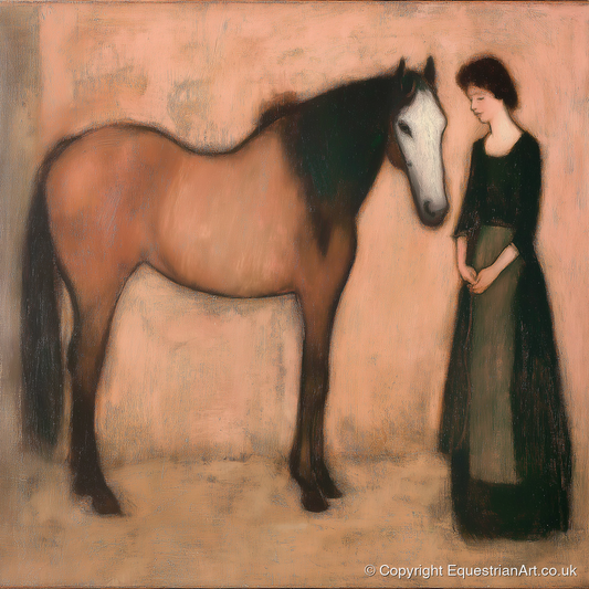 The Quiet Bond - horse & rider art print and canvas by Arabella Knight A.I