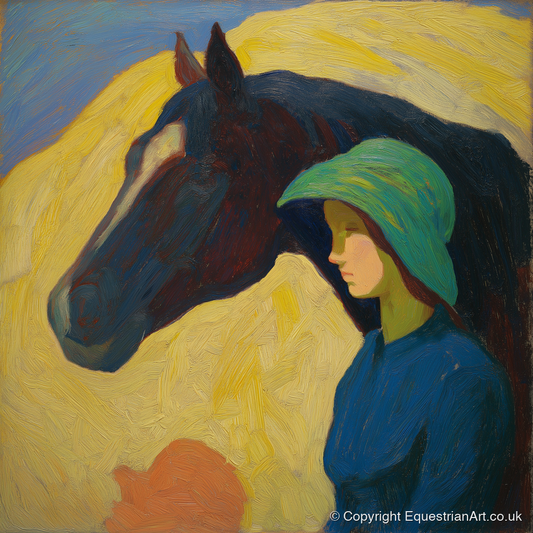 The Quiet Bond - horse & rider art print and canvas by Rowan Sinclair A.I