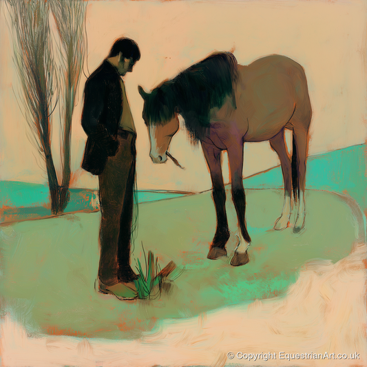 The Quiet Bond - horse & rider art print and canvas by Franklin Holloway A.I