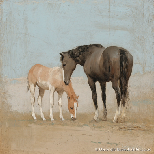 The Quiet Bond - mare & foal art print and canvas by Frederick Lowell A.I