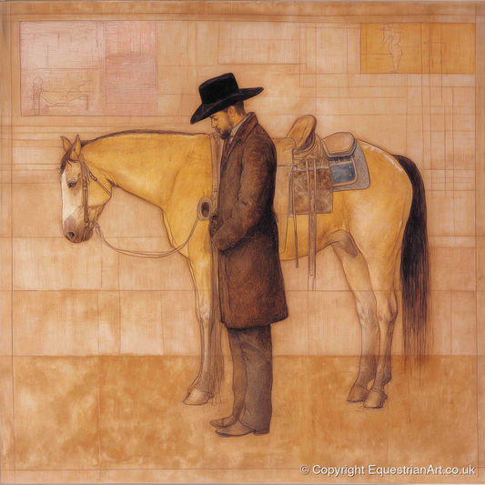 The Quiet Bond - western horse art print and canvas by Sophie Laurent A.I