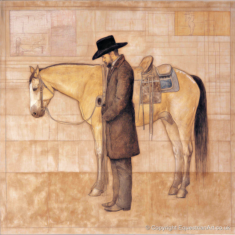The Quiet Bond - western horse art print and canvas by Sophie Laurent A.I