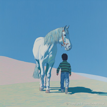 The Quiet Companion - horse & rider art print and canvas by Simon Whitlock A.I