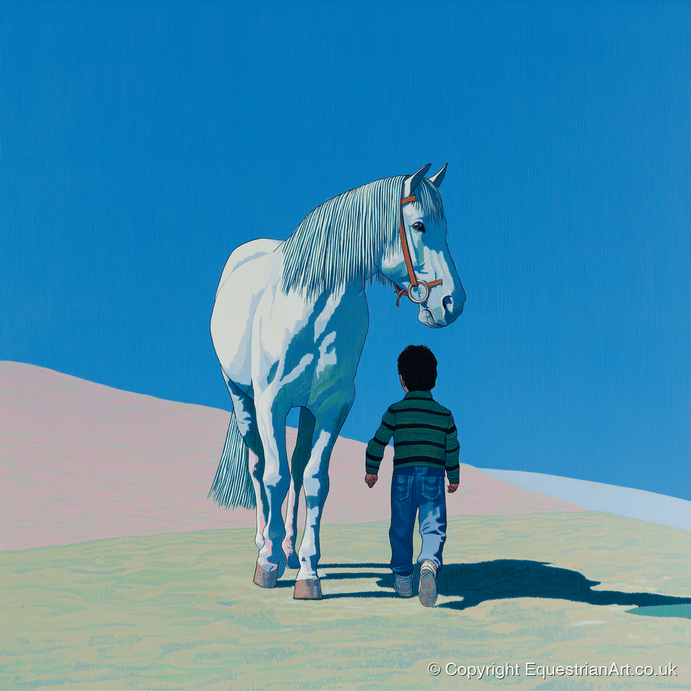 The Quiet Companion - horse & rider art print and canvas by Simon Whitlock A.I