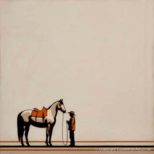 The Quiet Companion - horse & rider art print and canvas by Barnaby West A.I