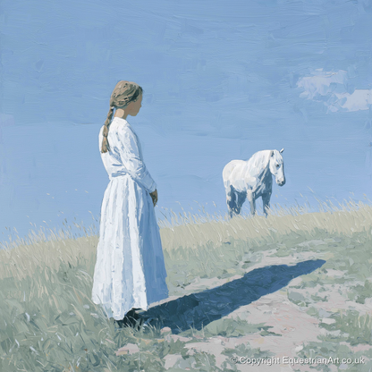 The Quiet Companion - horse & rider art print and canvas by Oscar Pendleton A.I