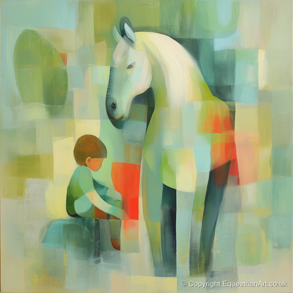 The Quiet Companion - horse & rider art print and canvas by Leon Lambert A.I