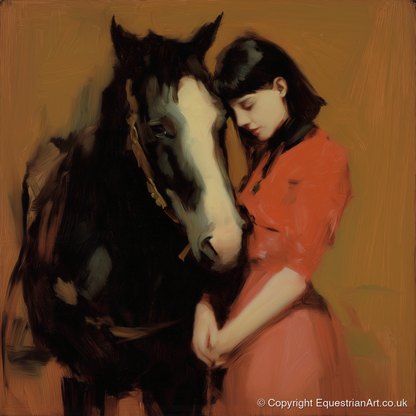 The Quiet Connection - horse & rider art print and canvas by Thomas Cavendish A.I