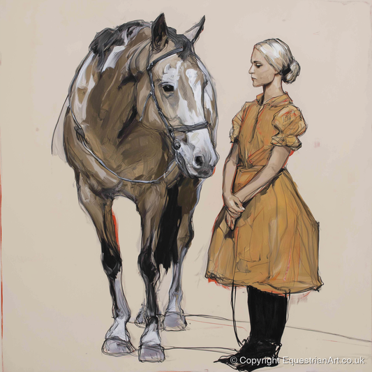 The Quiet Connection - horse & rider art print and canvas by Jasper Montgomery A.I