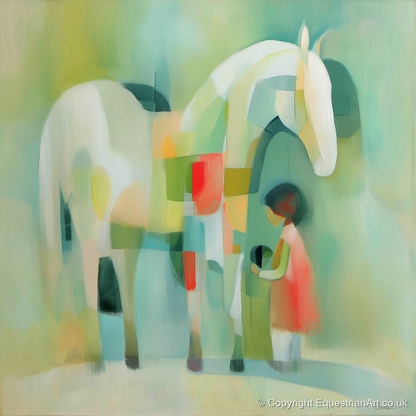 The Quiet Connection - horse & rider art print and canvas by Leon Lambert A.I