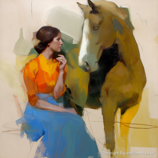 The Quiet Connection - horse & rider art print and canvas by Silas Marlowe A.I