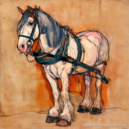 The Quiet Draught - working horse art print and canvas by Clementine Villiers A.I