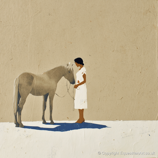 The Quiet Exchange - horse & rider art print and canvas by Phillip Marbury A.I
