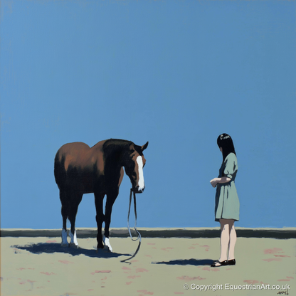 The Quiet Exchange - horse & rider art print and canvas by Preston Hale A.I