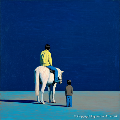 The Quiet Expanse - horse & rider art print and canvas by Malcolm Hastings A.I
