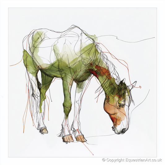 The Quiet Grazer - working horse art print and canvas by Gareth Holden A.I