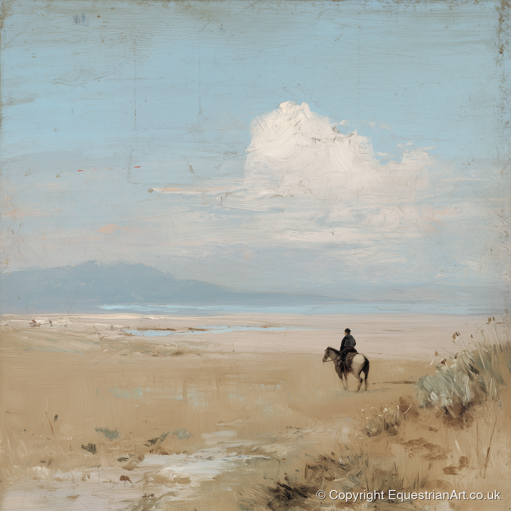 The Quiet Horizon - horse landscape art print and canvas by Frederick Lowell A.I