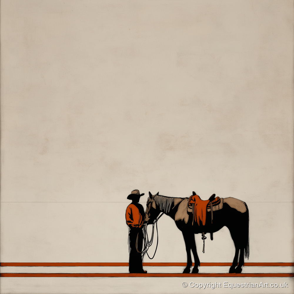 The Quiet Horizon - western horse art print and canvas by Barnaby West A.I