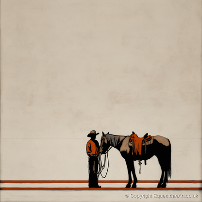 The Quiet Horizon - western horse art print and canvas by Barnaby West A.I