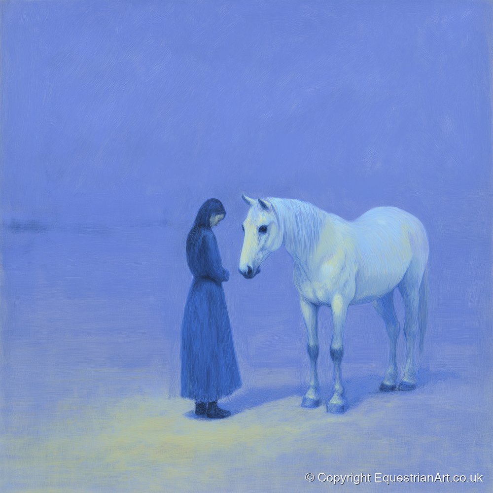 The Quiet Hour - horse & rider art print and canvas by Marguerite de Winter A.I