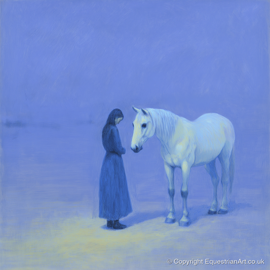 The Quiet Hour - horse & rider art print and canvas by Marguerite de Winter A.I