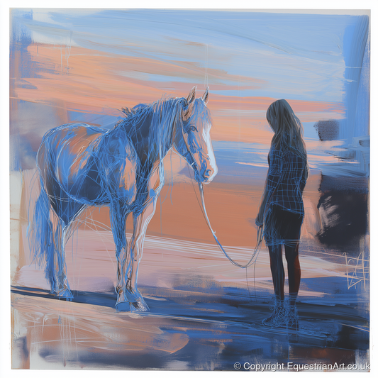 The Quiet Language - horse & rider art print and canvas by Charles Ashford A.I