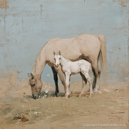 The Quiet Pasture - mare & foal art print and canvas by Frederick Lowell A.I