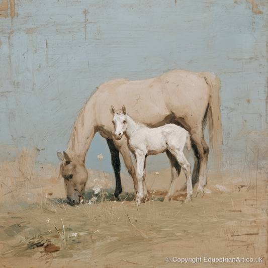 The Quiet Pasture - mare & foal art print and canvas by Frederick Lowell A.I