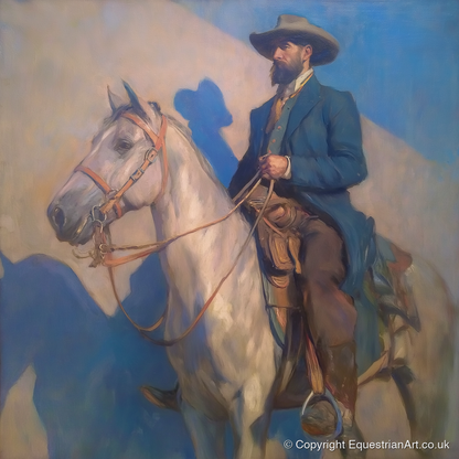 The Quiet Pioneer - western horse art print and canvas by Alistair Rhodes A.I
