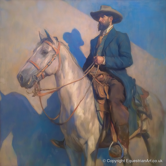 The Quiet Pioneer - western horse art print and canvas by Alistair Rhodes A.I