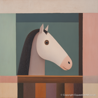 The Quiet Stable Companion - horse stable art print and canvas by Wallace Bingham A.I