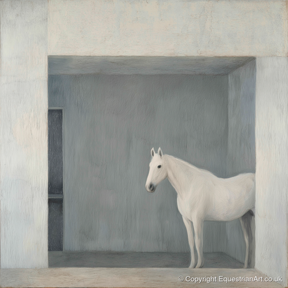 The Quiet Stall - horse stable art print and canvas by Constance Haywood A.I