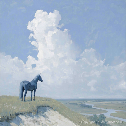 The Quiet Vantage - horse landscape art print and canvas by Oscar Pendleton A.I