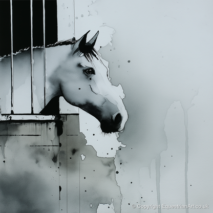 The Quiet Watcher - horse stable art print and canvas by Adrian Frost A.I