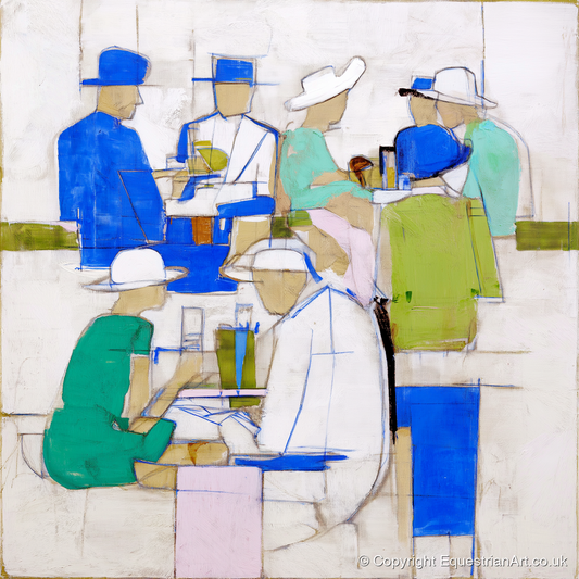 The Racing Crowd - racing horse art print and canvas by Miles St. John A.I
