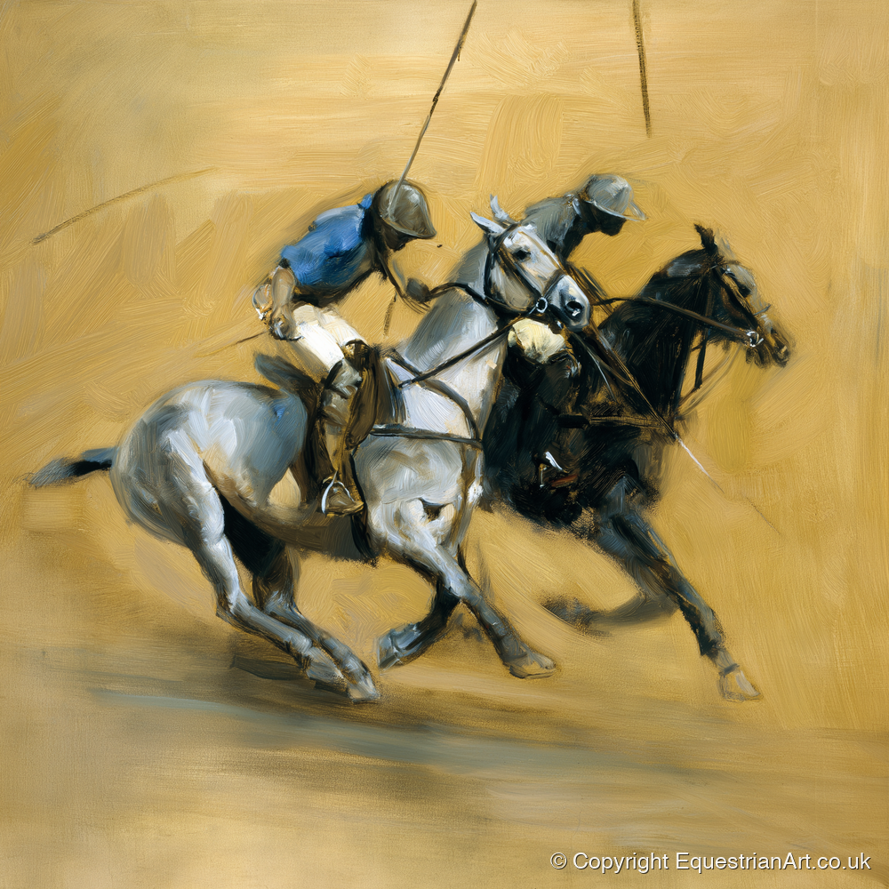 The Ride Off - polo horse art print and canvas by Samuel Pembroke A.I