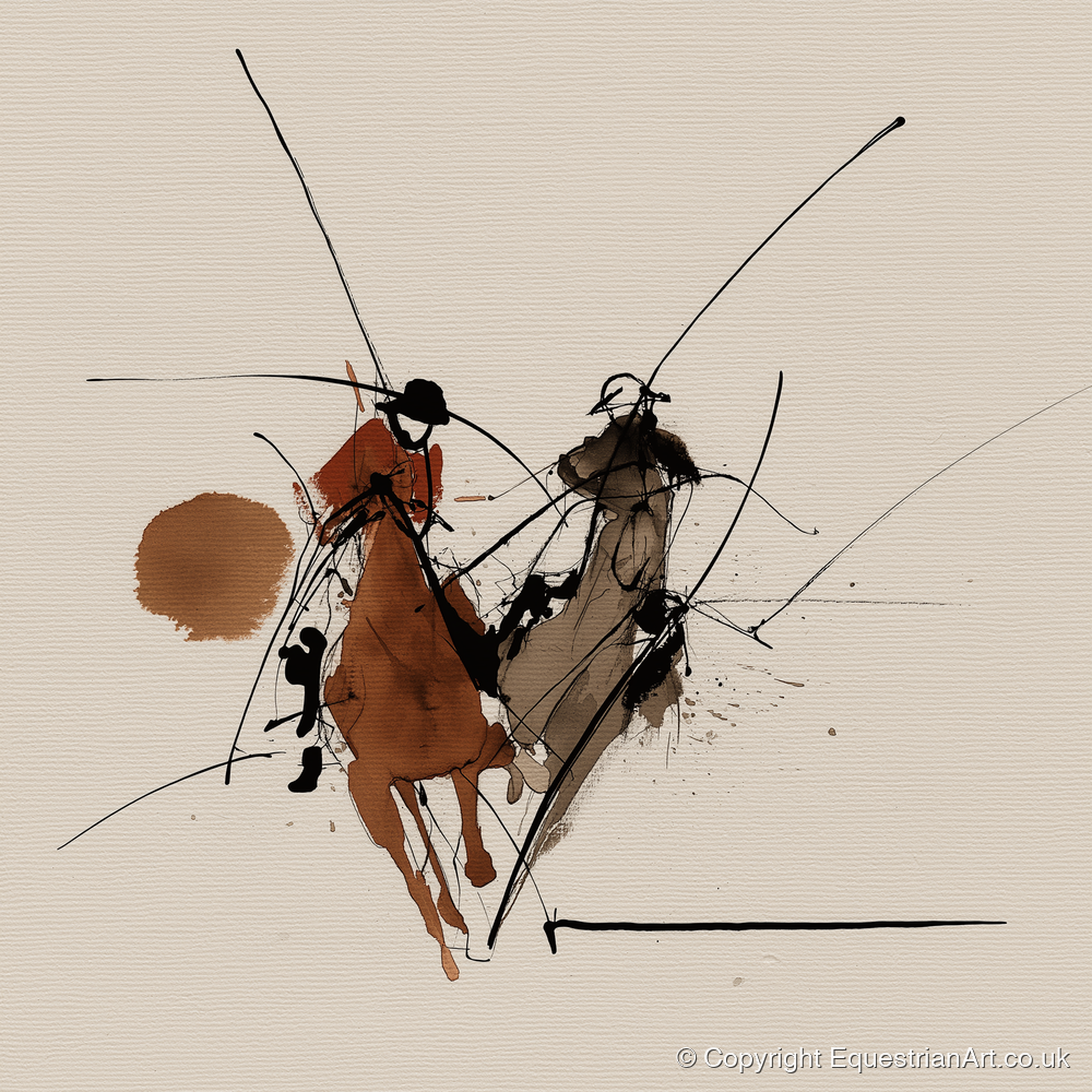 The Ride-Off - polo horse art print and canvas by Julian Vance A.I