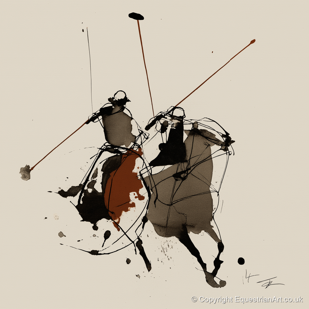 The Ride-Off - polo horse art print and canvas by Julian Vance A.I