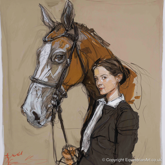 The Rider's Bond - horse & rider art print and canvas by Jasper Montgomery A.I