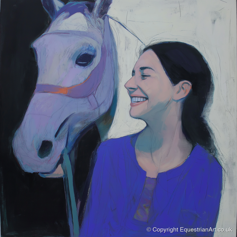 The Royal Blue Bond - horse & rider art print and canvas by Marcus Vane A.I