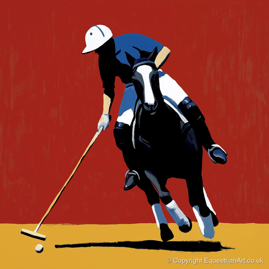 The Scarlet Pursuit - polo horse art print and canvas by Vivienne Hartley A.I