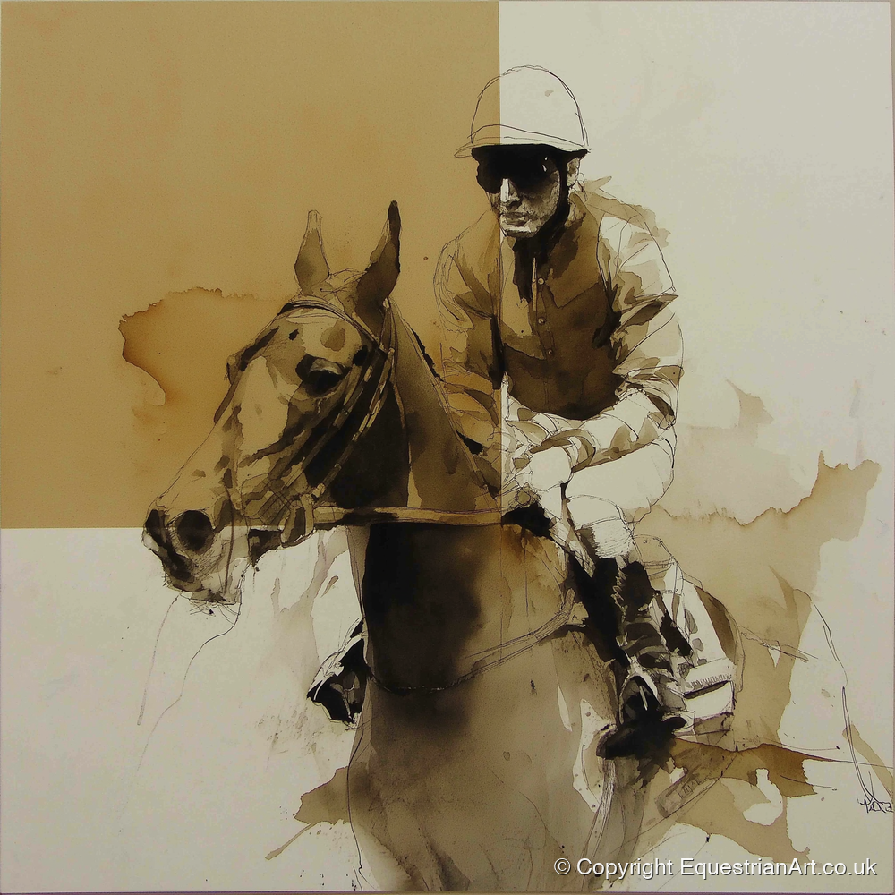 The Sepia Contender - racing horse art print and canvas by Harrison Cole A.I