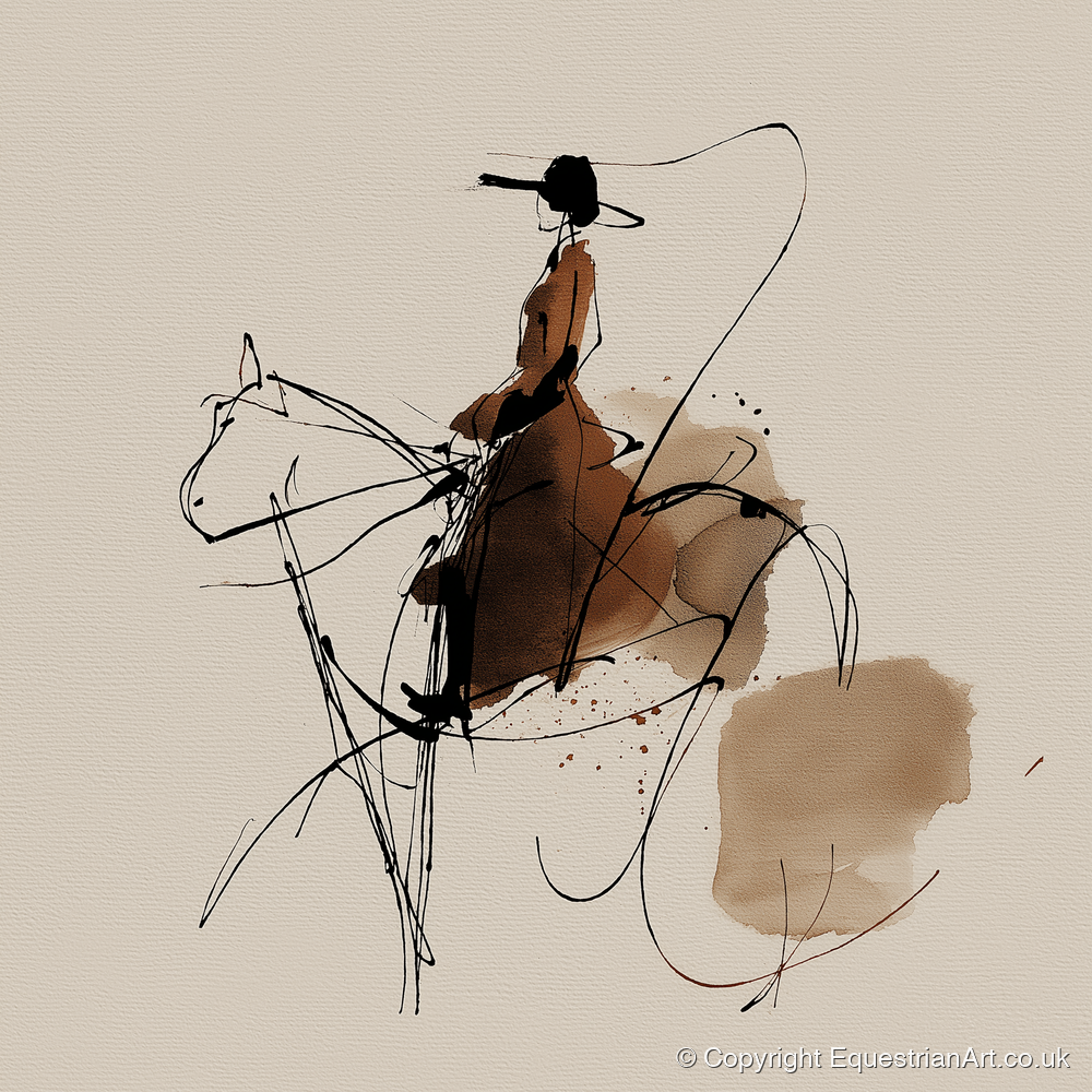 The Sepia Rider - horse & rider art print and canvas by Julian Vance A.I