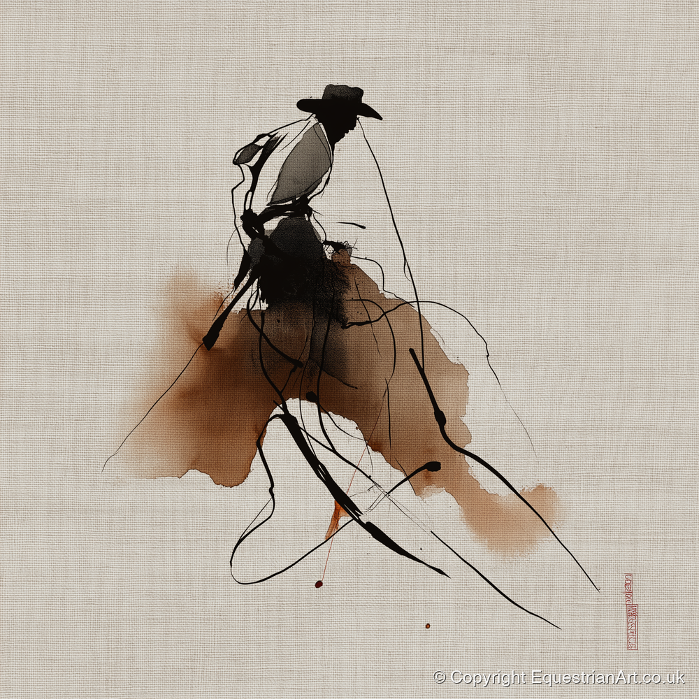 The Sepia Rider - western horse art print and canvas by Julian Vance A.I